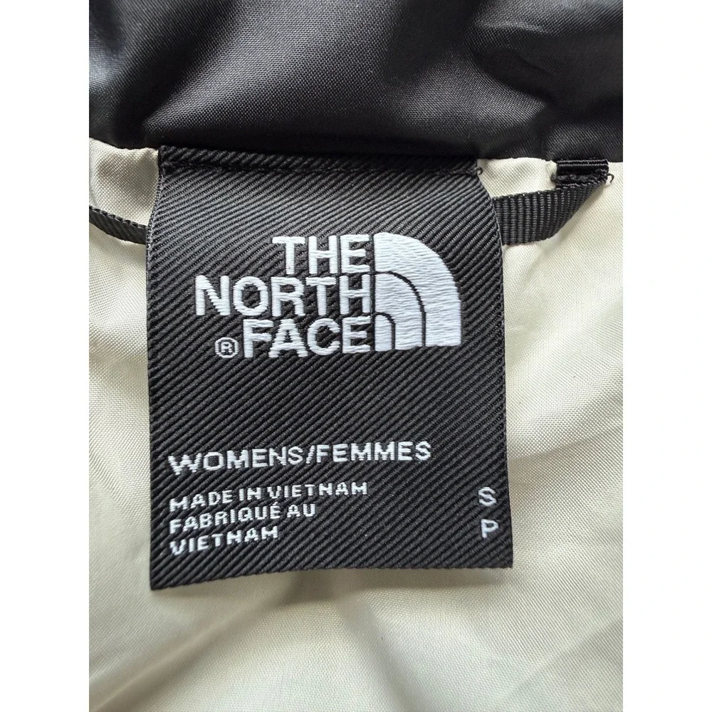 The North Face White Black‎ Puffer Jacket Womens Small BluSky Logo Full Zip Coat